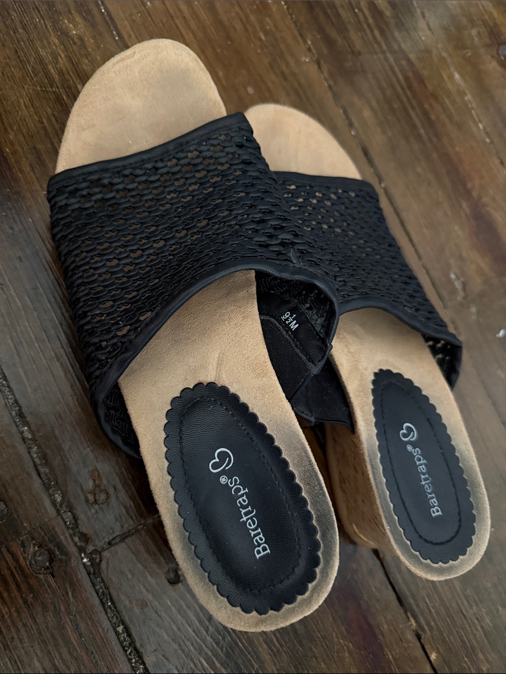 BareTraps Black Woven Slide Mules